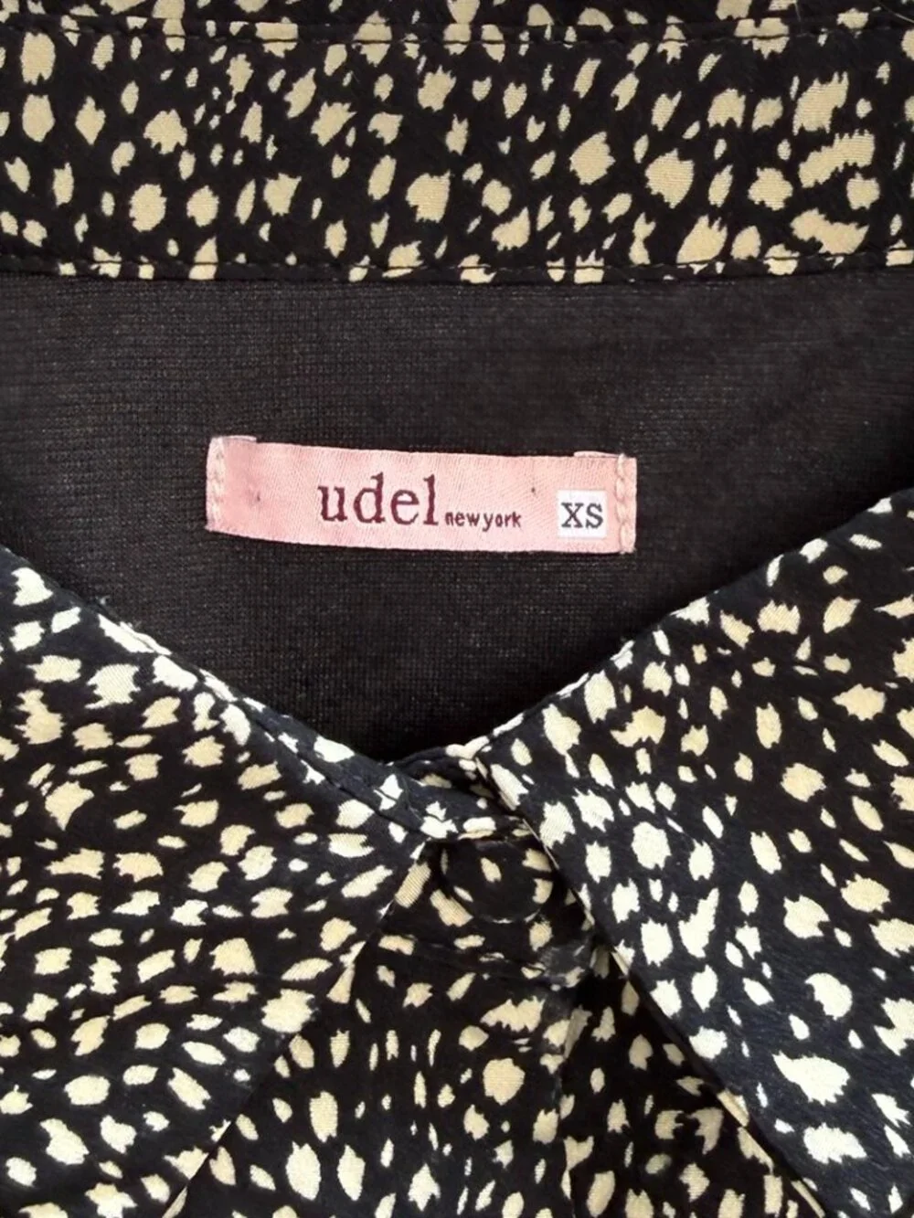 Udel New York Black Cream Patterned Handkerchief Hem Shirt Dress Size XS